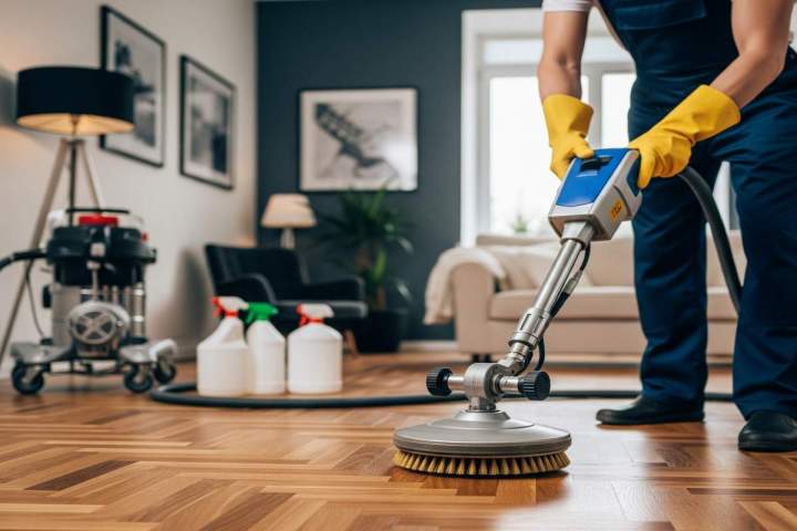 nettoyage d'un parquet professionnel